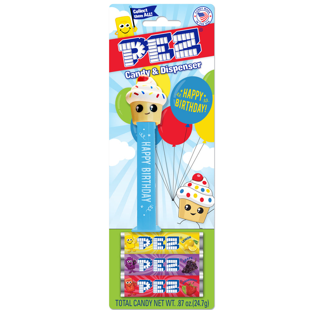Happy Birthday Cupcake PEZ Dispenser & Candy Unique Birthday Gift