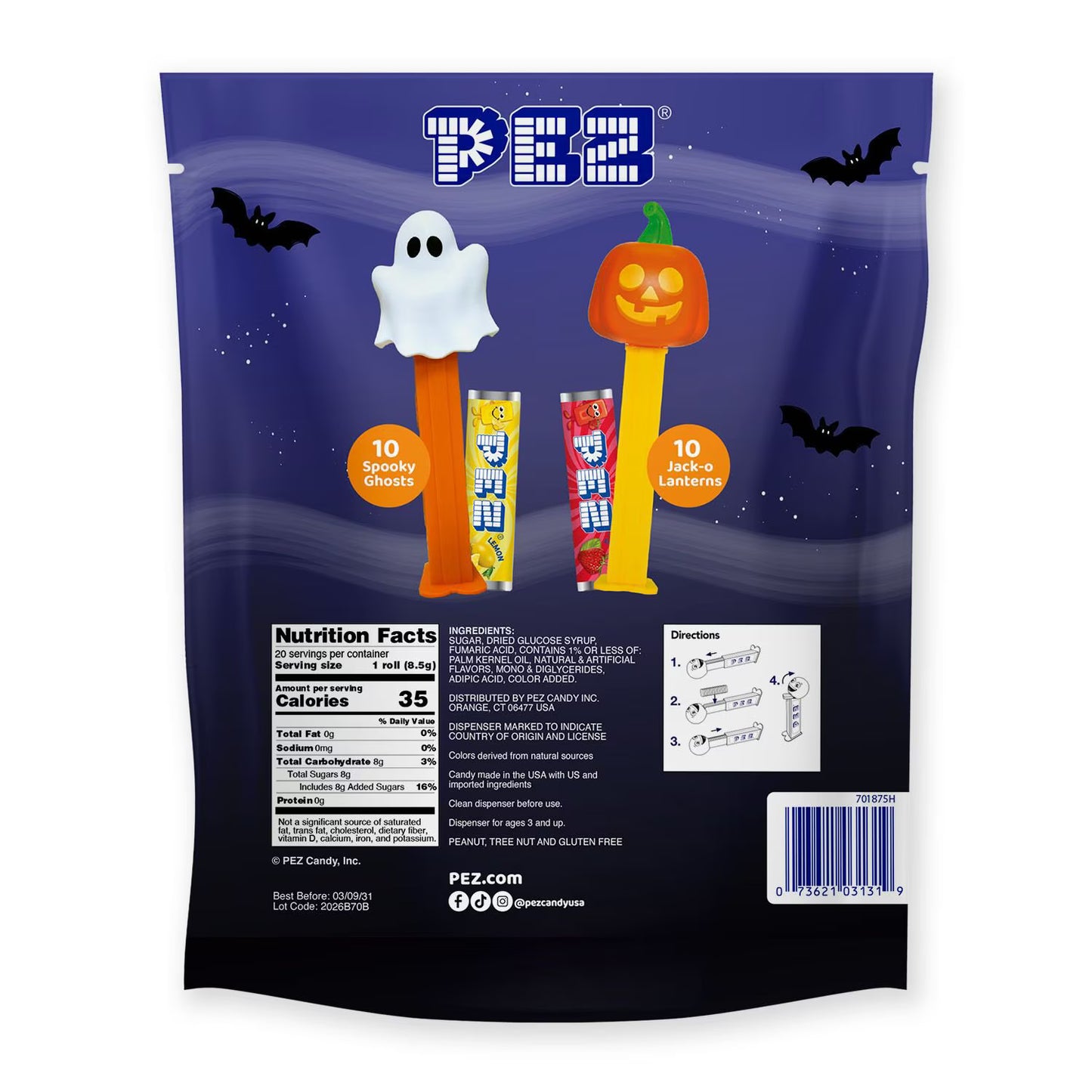 Halloween PEZ Party Bag (20 pack PEZ - each Individually wrapped)