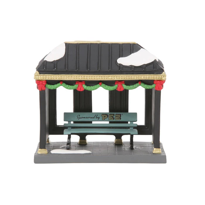 PEZ Vintage Bus Stop - Winter Village Figurine