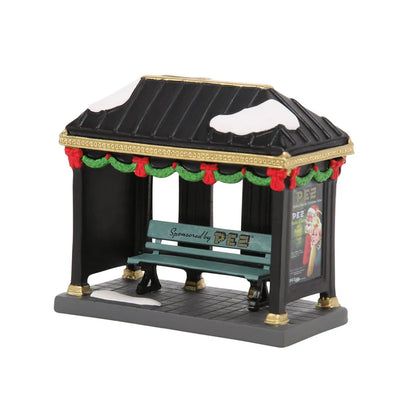 PEZ Vintage Bus Stop - Winter Village Figurine