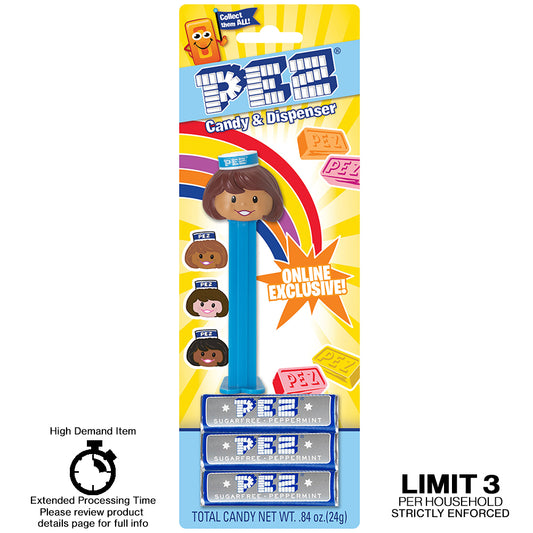 PEZ Classic Presenter Girl Peppermint (Medium Skin Tone/Brown Hair) PEZ Exclusive Limit 3 per Household