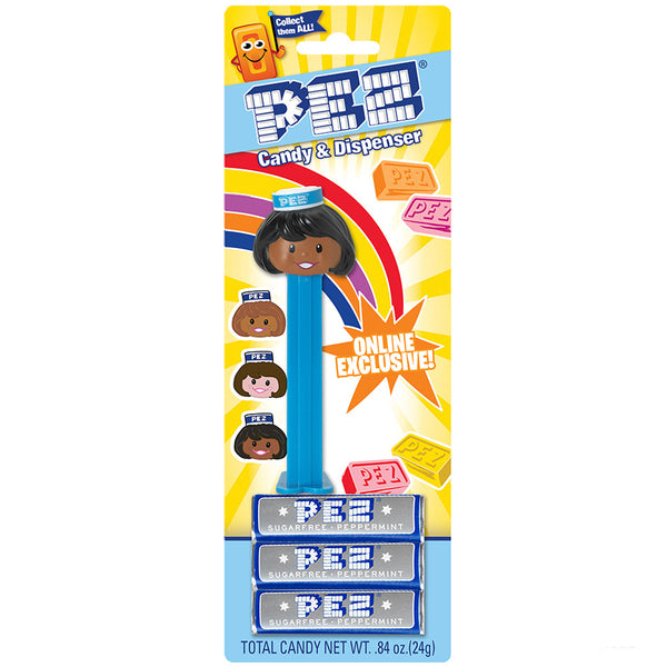PEZ Classic Presenter Girl Peppermint (Dark Skin Tone/Black Hair
