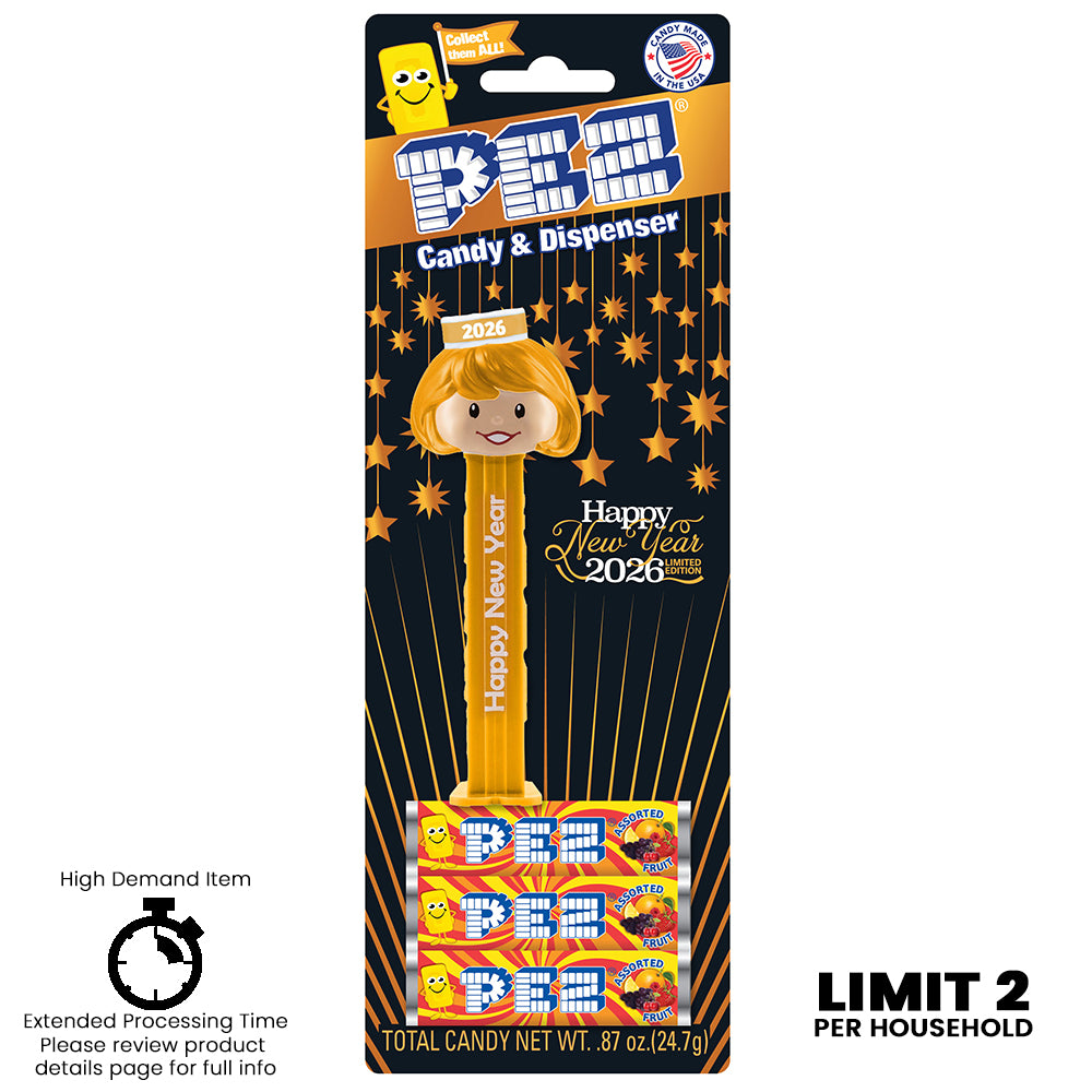 Pez 2026 New Years Golden Presenter Girl - PEZ.com Exclusive — product image