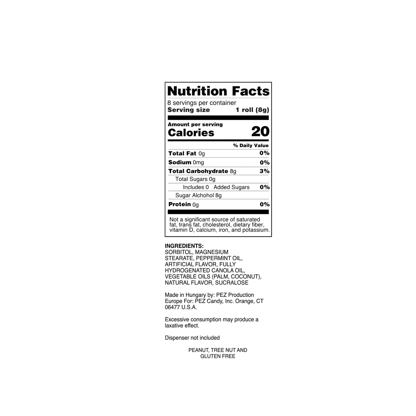 Peppermint Sugar-Free PEZ Candy 8 Pack Refills