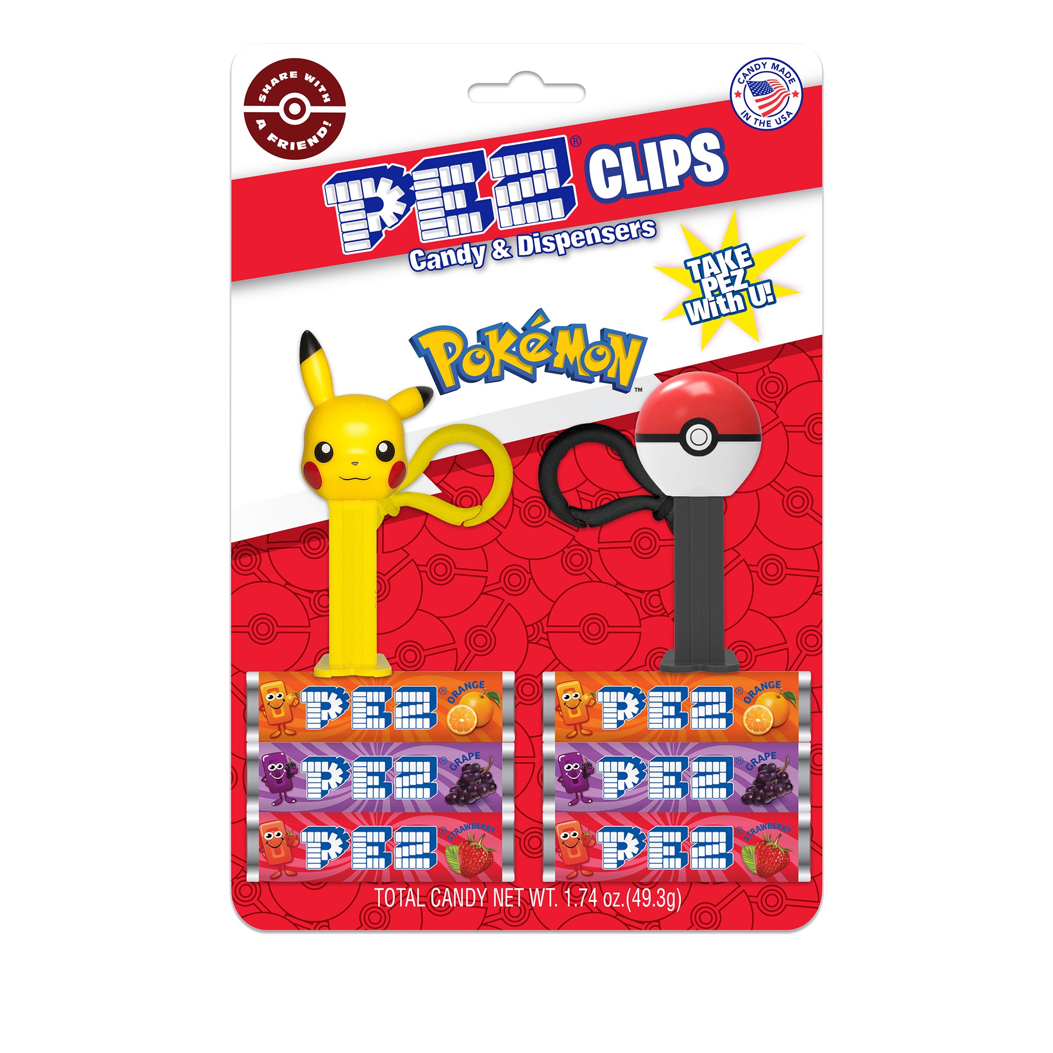 Pokémon PEZ Clips (Mini Pikachu & Mini Poké Ball)