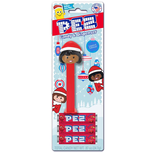 PEZ Presenter Girl Santa Hat (Dark Skin Tone/Black Hair)