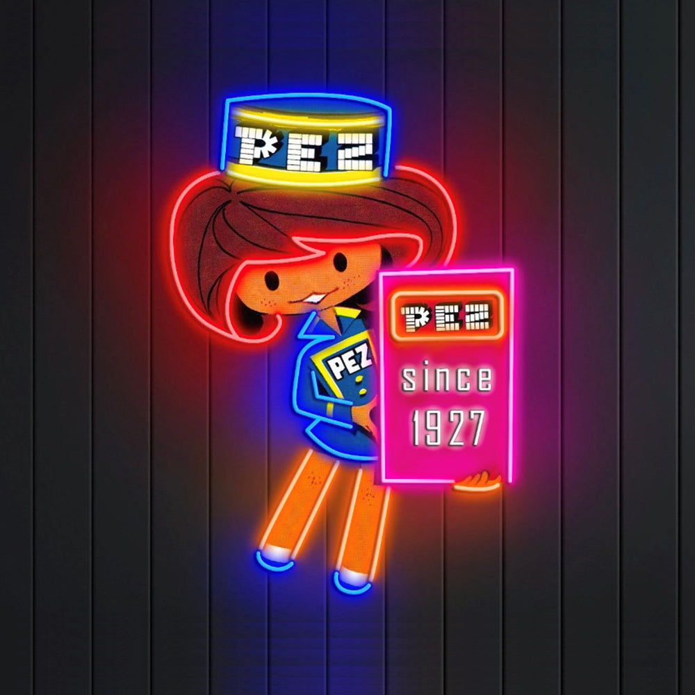 PEZ Presenter Girl LED Neon Sign