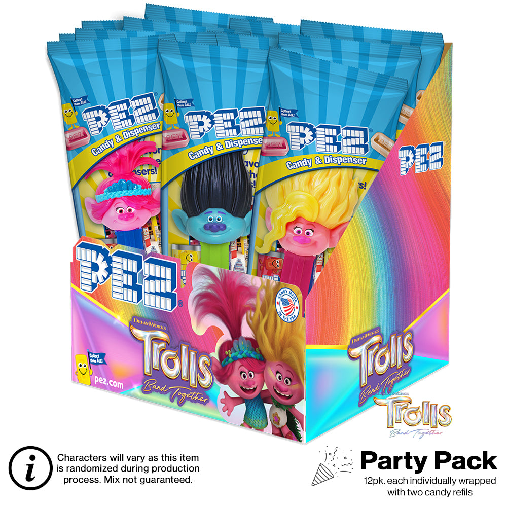 Dreamworks Trolls Band Together PEZ Party Pack (12 pack - each Individually wrapped)