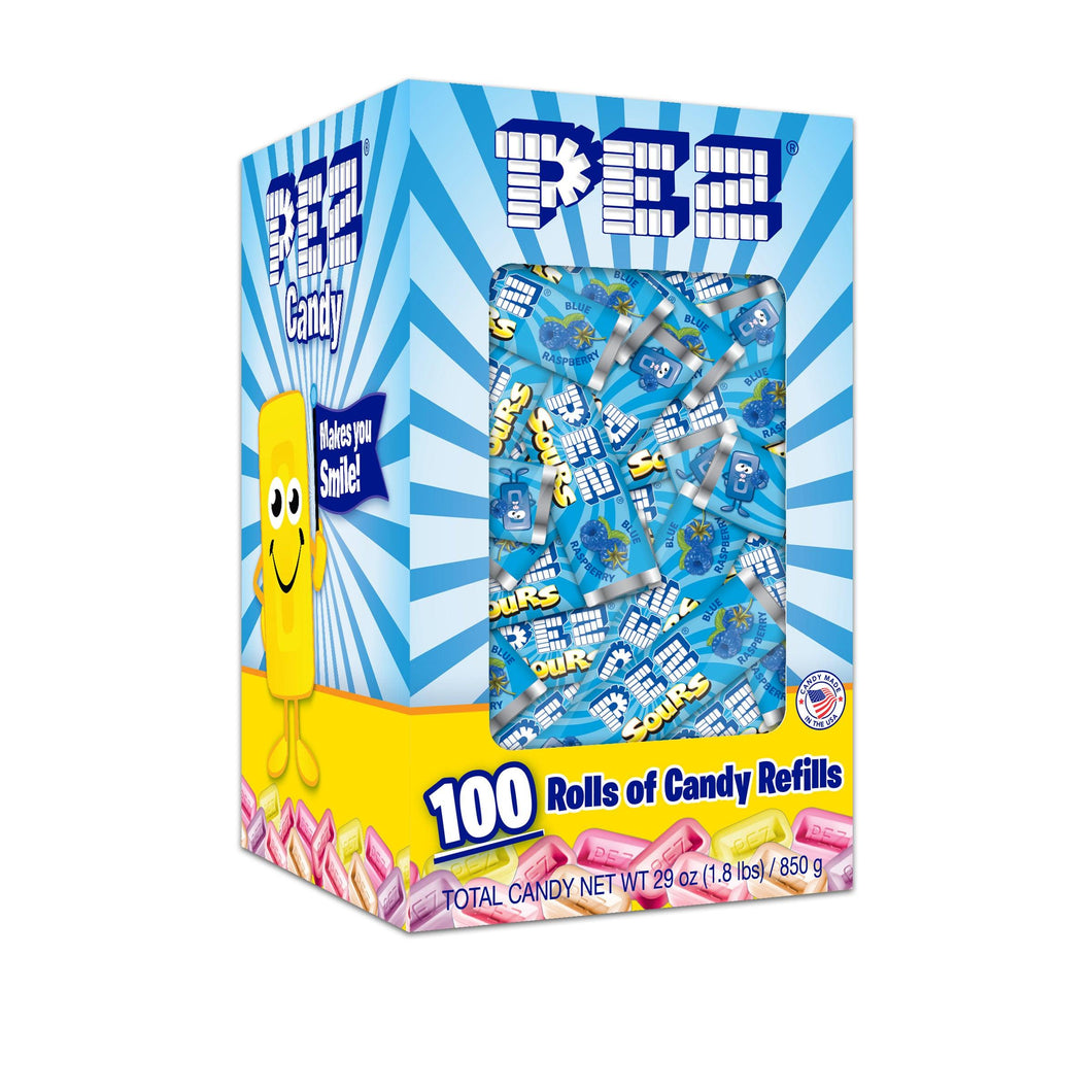 Sour Blue Raspberry PEZ Candy Refills Bulk Box - 100 rolls - PEZ Candy
