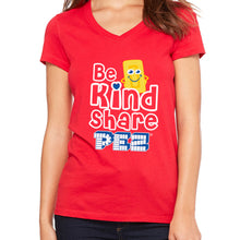 Be Kind Share PEZ Ladies V-Neck T-Shirt